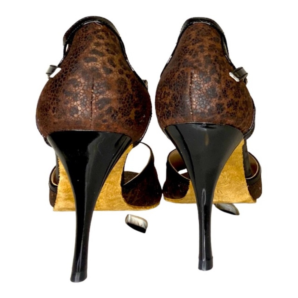 NaturalSpin Tango Diamanté Leopard Heels - Suede Dance Soles - Picture 2 of 8